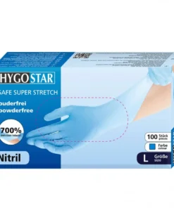 S-Нитриловые перчатки неопудренные Safe Super Stretch 100шт синие