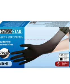 S-Нитриловые перчатки неопудренные Safe Super Stretch 100шт черные